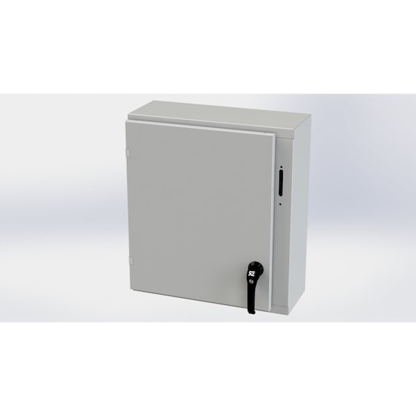 2 Point Latch with Padlock Handle Electrical Enclosures, 24 in H, 8 in D, 21.38 in W, Carbon Steel